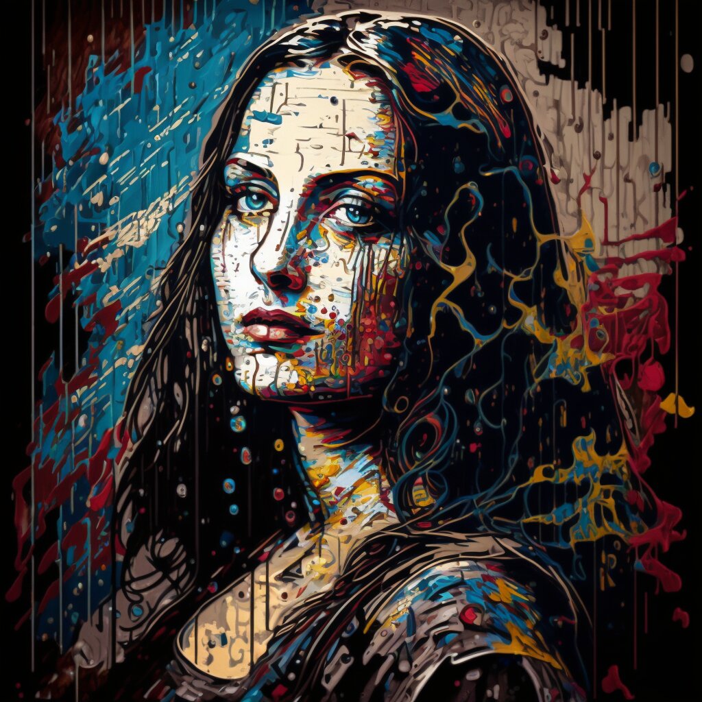 Mona lisa drip painting