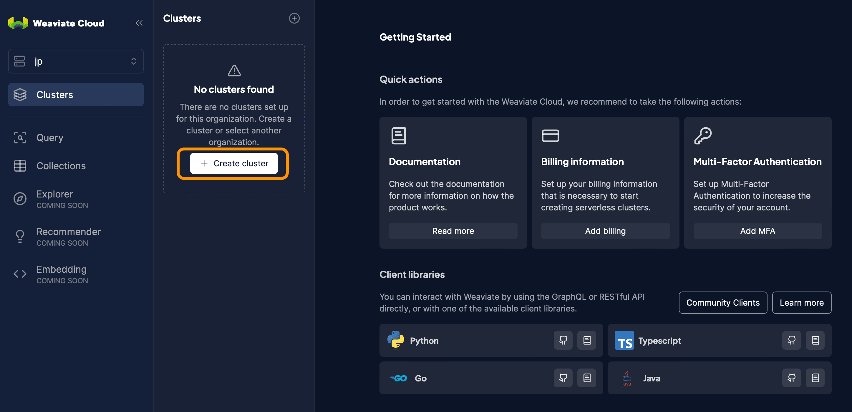 Create a cluster