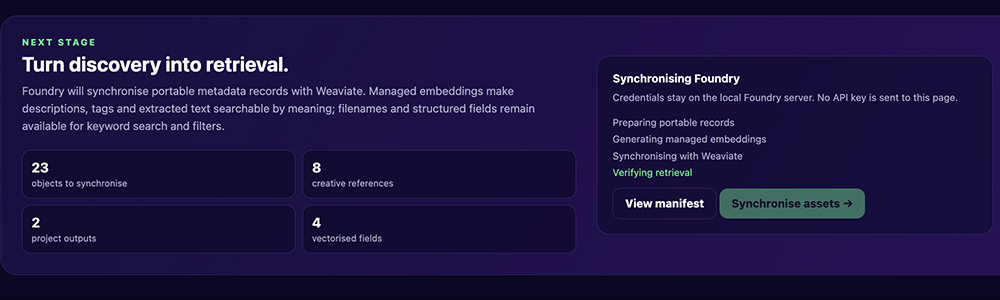 Foundry ingestion review showing objects and vectorised fields