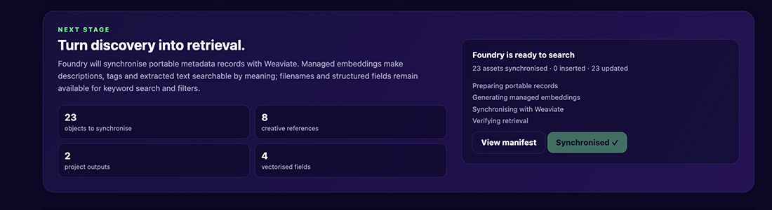 Foundry showing a completed Weaviate synchronisation