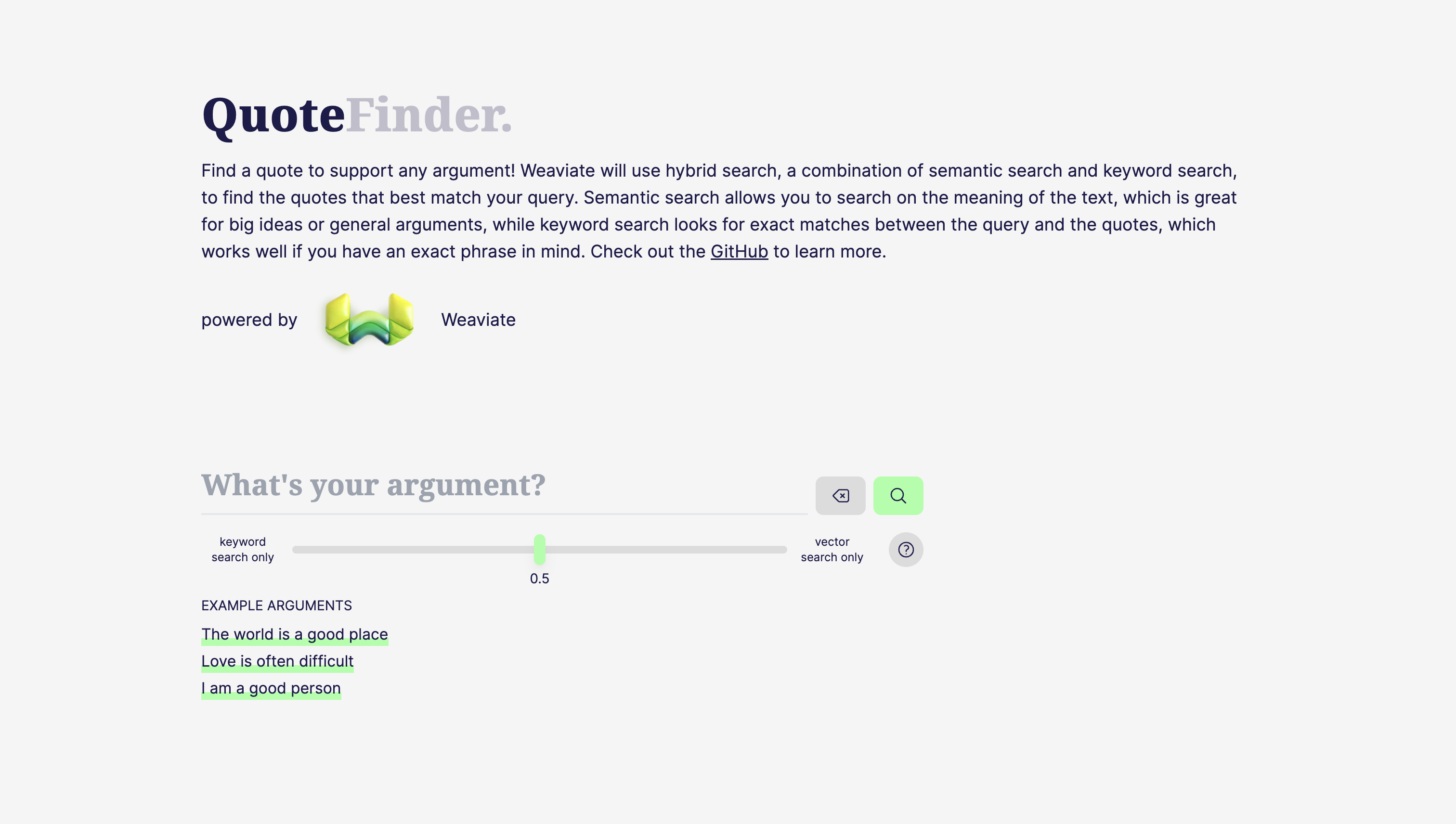 A screenshot of the QuoteFinder