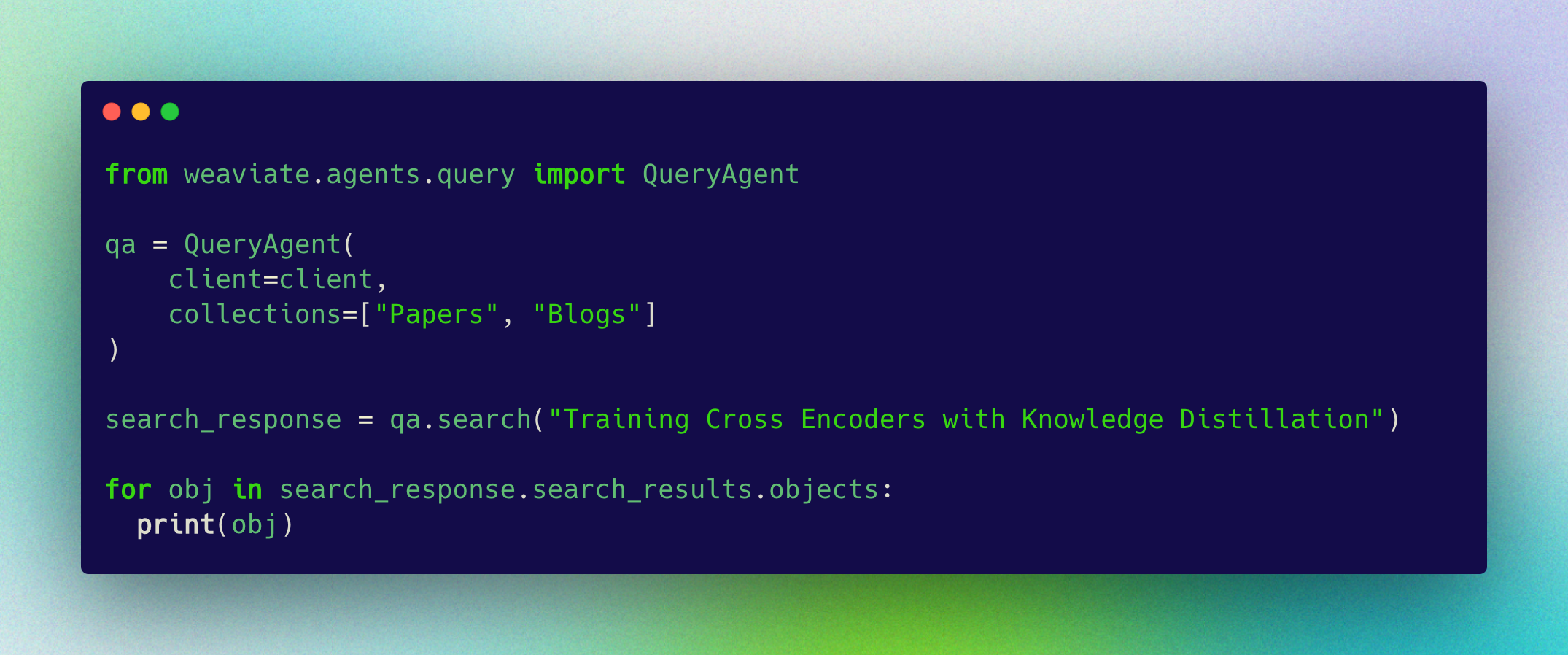 Search Mode Python Client example.