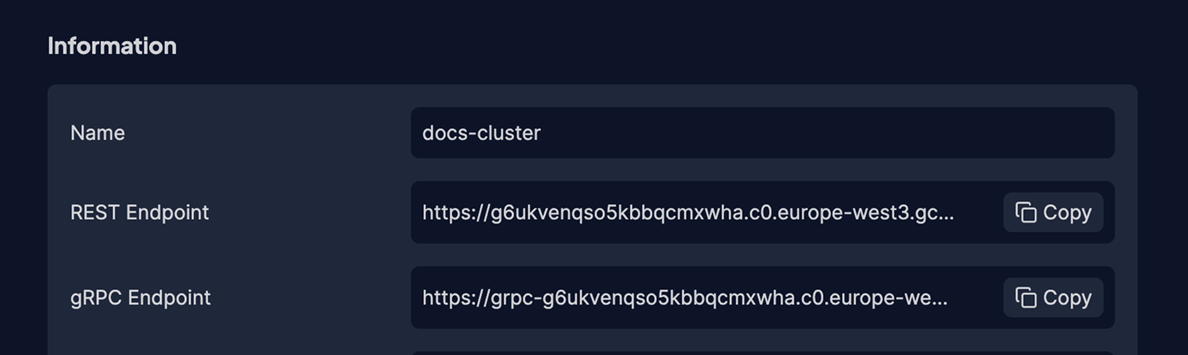 Cluster URLs