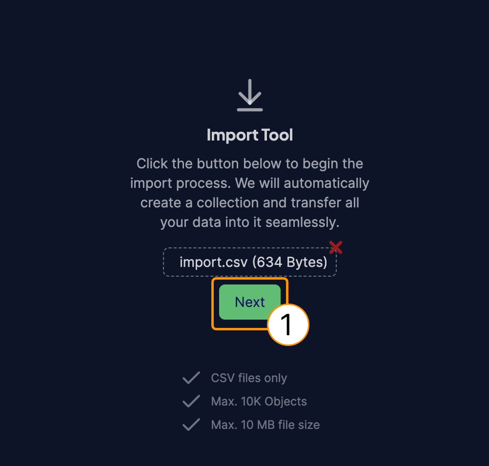 Confirm CSV file for import