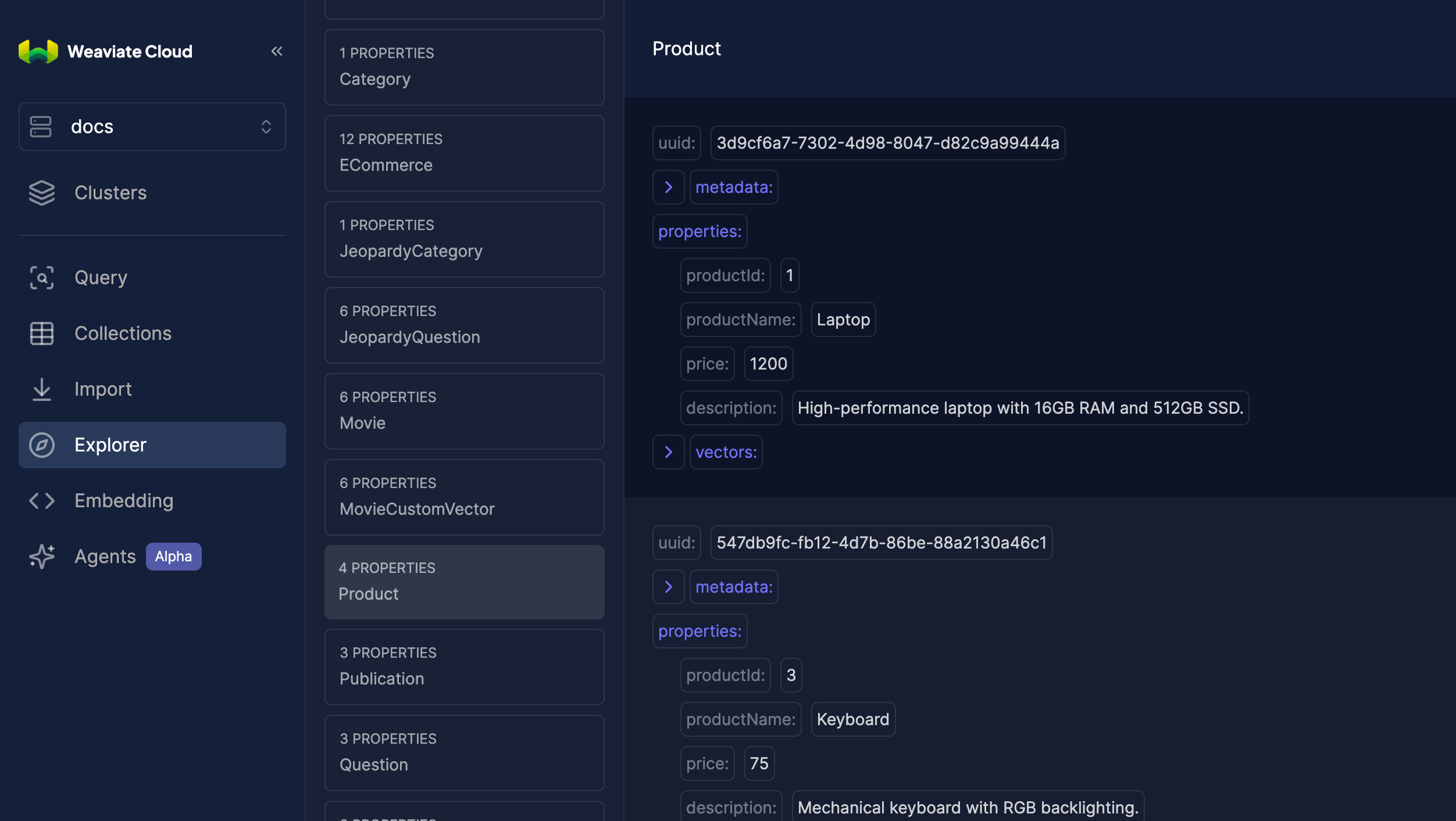 View imported data in Explorer