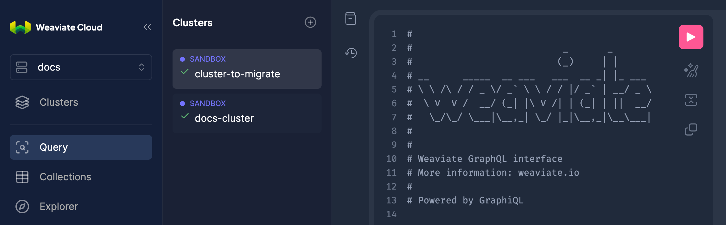 Query tool in Weaviate Cloud